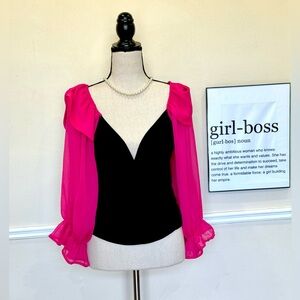 Black Top with Pink Sleeves